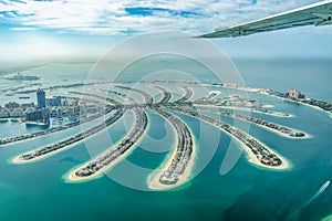 Aerial view of Dubai Palm Jumeirah island, UAE