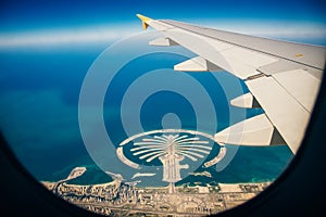 Aerial view of Dubai Palm Jumeirah island, United Arab Emirates