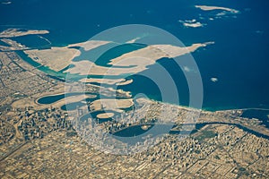 Aerial view of Dubai Palm Jumeirah island, United Arab Emirates