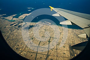 Aerial view of Dubai Palm Jumeirah island, United Arab Emirates