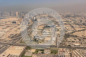 Aerial view of Dubai and Sharjah, United Arab Emirate