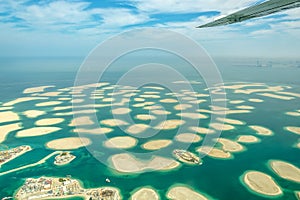 Aerial view of Dubai The World islands, UAE