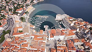 Aerial View of Dubrovnik, Croatia. Old Town Harbor and Medieval Buildings