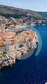 Aerial view of Dubrovnik, King`s Landing, in sunny Croatia. Travel destination