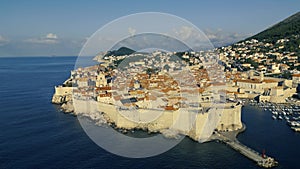 Aerial View of Dubrovnik old town at sunrise, UNESCO Site, Croatia. part13