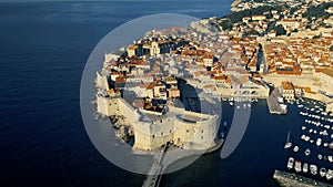 Aerial view of Dubrovnik old town at sunrise, UNESCO Site, Croatia. part16