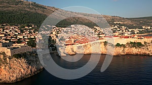 Aerial View of Dubrovnik Old Town at Sunset , UNESCO Site, Croatia. part1