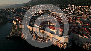 Aerial View of Dubrovnik Old Town at Sunset , UNESCO Site, Croatia. part10