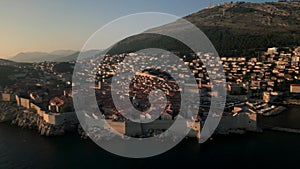 Aerial View of Dubrovnik Old Town at Sunset , UNESCO Site, Croatia. part12