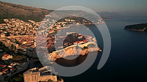 Aerial View of Dubrovnik Old Town at Sunset , UNESCO Site, Croatia. part15