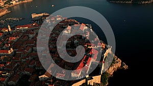 Aerial View of Dubrovnik Old Town at Sunset , UNESCO Site, Croatia. part16