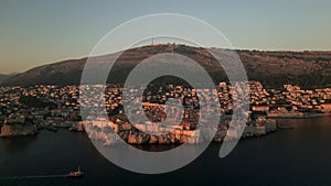 Aerial View of Dubrovnik Old Town at Sunset , UNESCO Site, Croatia. part25