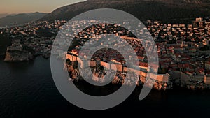 Aerial View of Dubrovnik Old Town at Sunset , UNESCO Site, Croatia. part26