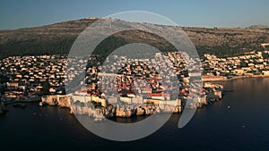 Aerial View of Dubrovnik Old Town at Sunset , UNESCO Site, Croatia. part3