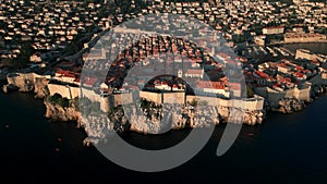 Aerial View of Dubrovnik Old Town at Sunset , UNESCO Site, Croatia. part4