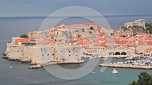 aerial view of Dubrovnik port in Croatia