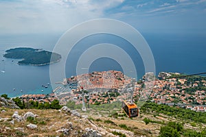 Aerial view of Dubrovnik`s Old City by the sea in Dubrovnik, Croatia