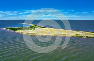 Aerial view of the dunes island - Las Dunas de San Cosme y Damian - in the middle of the Rio Parana, near the city Encarnacion. photo