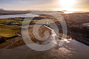 Aerial view of Dunfanaghy Bay in County Donegal at sunset - Ireland photo