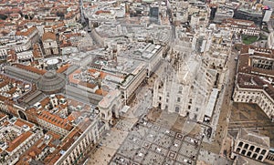 Aerial view of Duomo di Milano