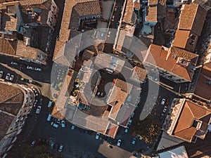 Aerial view of the Duomo in most popular Sicilian resort Taormina.