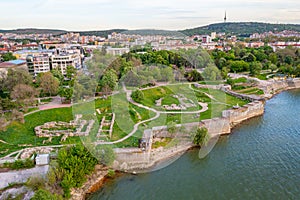 Aerial view of Durostorum fortress at Bulgarian town Silistra.