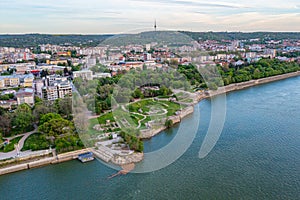 Aerial view of Durostorum fortress at Bulgarian town Silistra.