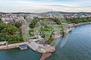 Aerial view of Durostorum fortress at Bulgarian town Silistra.