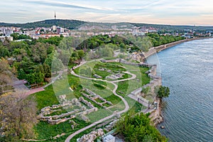 Aerial view of Durostorum fortress at Bulgarian town Silistra.