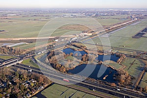 Aerial view Dutch Freeway near Rotterdam, The Netherlands