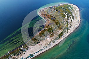 Aerial view of Dzharylgach island in summer. Ukraine