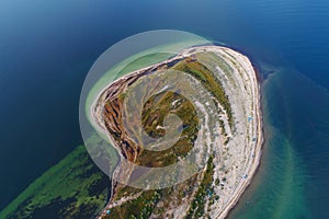 Aerial view of Dzharylgach island in summer. Ukraine