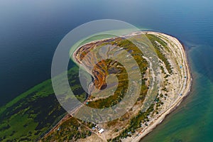 Aerial view of Dzharylgach island in summer. Ukraine