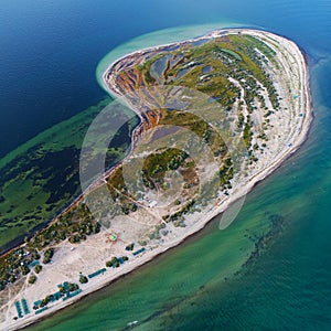 Aerial view of Dzharylgach island in summer. Ukraine