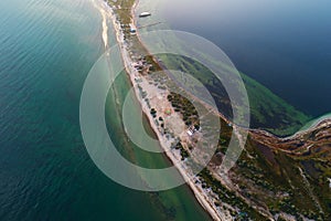 Aerial view of Dzharylgach island in summer. Ukraine