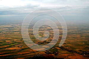 Aerial view of the earth from the airplane