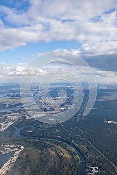 Aerial View Earth Landscape From Plane.