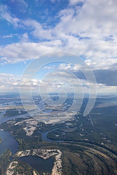 Aerial View Earth Landscape From Plane.