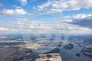 Aerial View Earth Landscape From Plane.