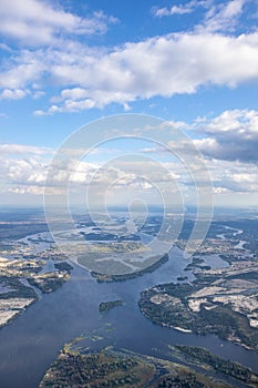 Aerial View Earth Landscape From Plane.