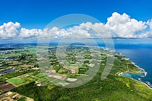 Aerial view of the East coast, Grande-Terre, Guadeloupe, Caribbean