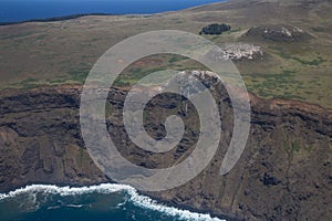 Aerial view of Easter Island, Polynesia, Chile