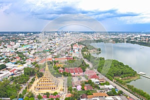 Khon Kaen cityscape with Phra Mahathat Kaen Nakhon photo