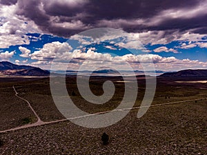 Aerial View of The Eastern Sierras And Mono Lake In Spring