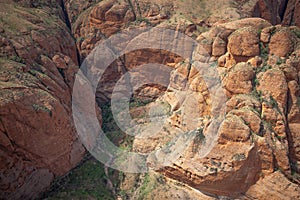 Aerial view of Echidna Chasm at the Bungle Bungles in the World Heritage Listed Purnululu National Park, Western Australia