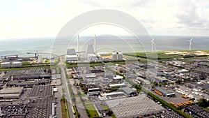 Aerial view of the eco power plant in Copenhagen