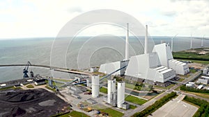 Aerial view of the eco power plant in Copenhagen