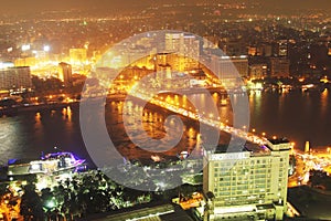 Aerial view of egypt cairo nile night