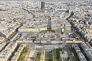 Aerial view from Eiffel Tower on Champ de Mars - Paris.