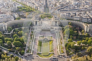 Aerial view from Eiffel Tower on Champ de Mars - Paris.